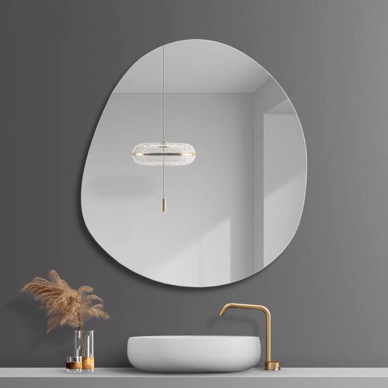 Acrylic Mirror Wall-mounted Household Bathroom Soft Mirror Irregular Cloud Mirror Punch-free Dressing Table Fitting Mirror
